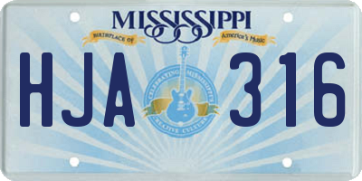 MS license plate HJA316