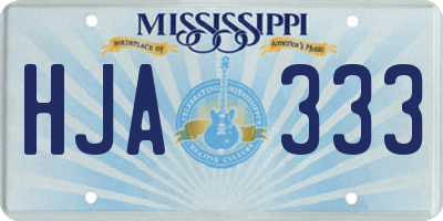 MS license plate HJA333