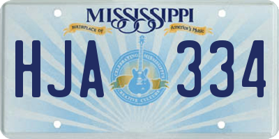 MS license plate HJA334