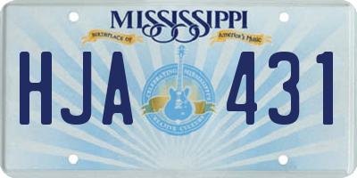 MS license plate HJA431