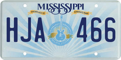 MS license plate HJA466