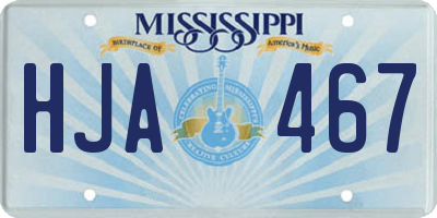 MS license plate HJA467