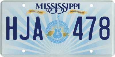 MS license plate HJA478