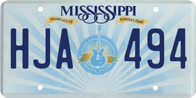 MS license plate HJA494