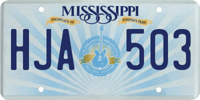 MS license plate HJA503