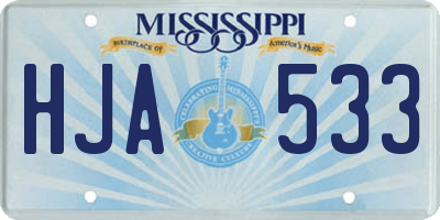 MS license plate HJA533