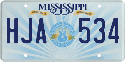 MS license plate HJA534