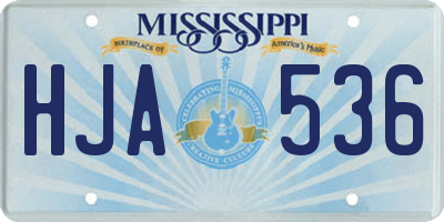 MS license plate HJA536