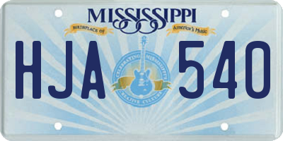 MS license plate HJA540
