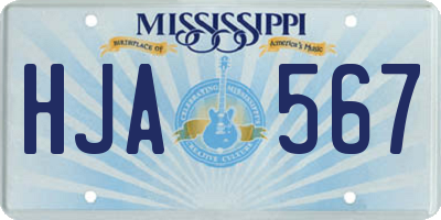 MS license plate HJA567