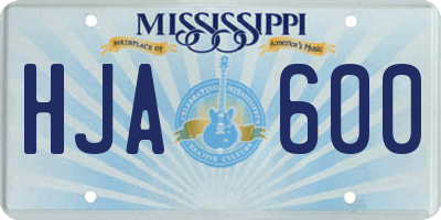 MS license plate HJA600