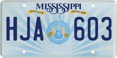 MS license plate HJA603