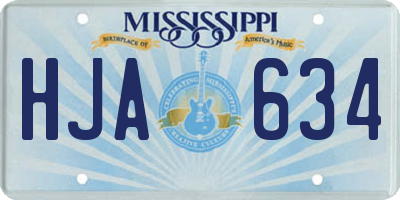 MS license plate HJA634