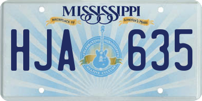 MS license plate HJA635