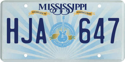 MS license plate HJA647