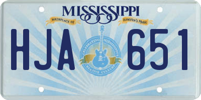 MS license plate HJA651
