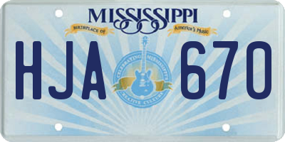 MS license plate HJA670