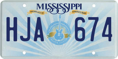 MS license plate HJA674