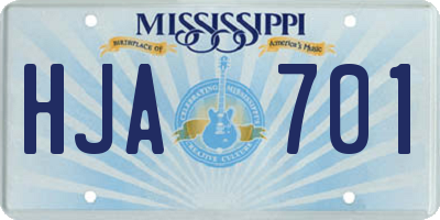 MS license plate HJA701