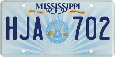 MS license plate HJA702