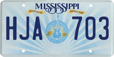 MS license plate HJA703