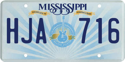MS license plate HJA716