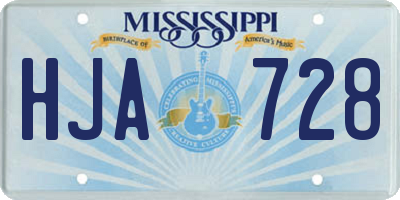 MS license plate HJA728