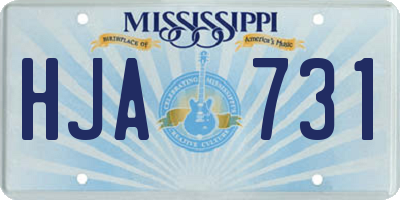 MS license plate HJA731