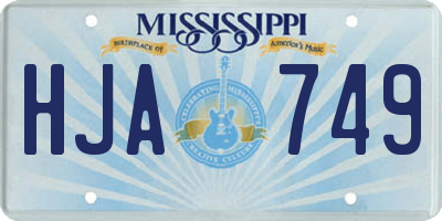 MS license plate HJA749