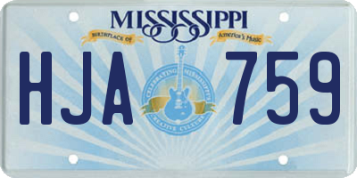 MS license plate HJA759