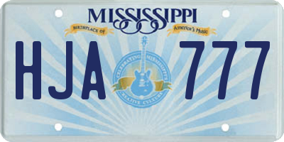 MS license plate HJA777