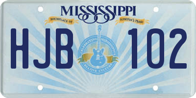 MS license plate HJB102