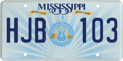 MS license plate HJB103