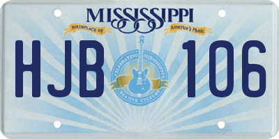 MS license plate HJB106