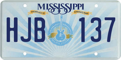 MS license plate HJB137