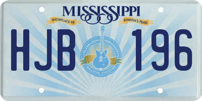 MS license plate HJB196