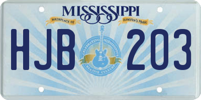 MS license plate HJB203