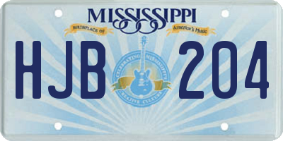 MS license plate HJB204