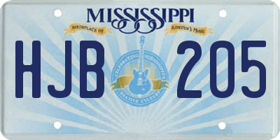 MS license plate HJB205