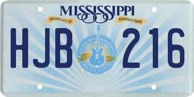 MS license plate HJB216