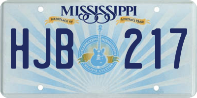 MS license plate HJB217