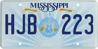 MS license plate HJB223