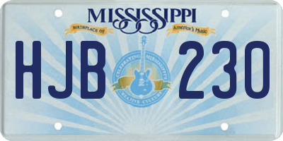 MS license plate HJB230