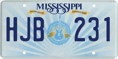 MS license plate HJB231