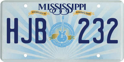 MS license plate HJB232