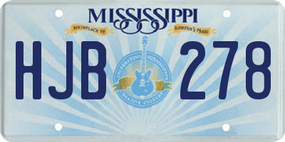 MS license plate HJB278