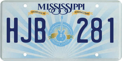MS license plate HJB281