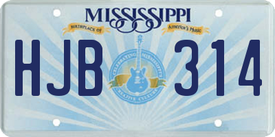 MS license plate HJB314