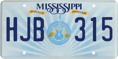 MS license plate HJB315