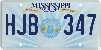 MS license plate HJB347